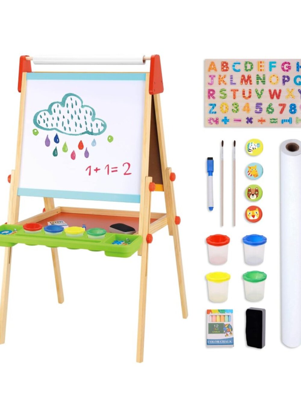 Large Magnetic Drawing Board, Montessori Double-Sided Easel Toy - Picture 8 of 14